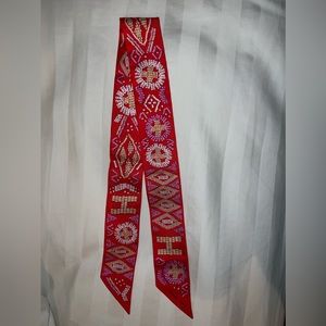 Hermes red kelly en perles twilly scarf